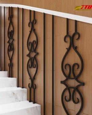 Railing Staircase with Forged Iron Modules