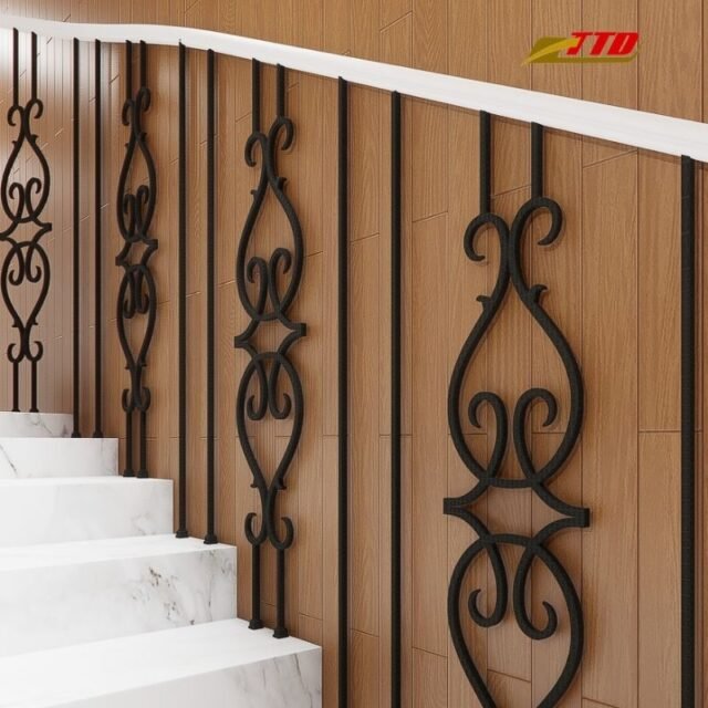 Railing Staircase with Forged Iron Modules