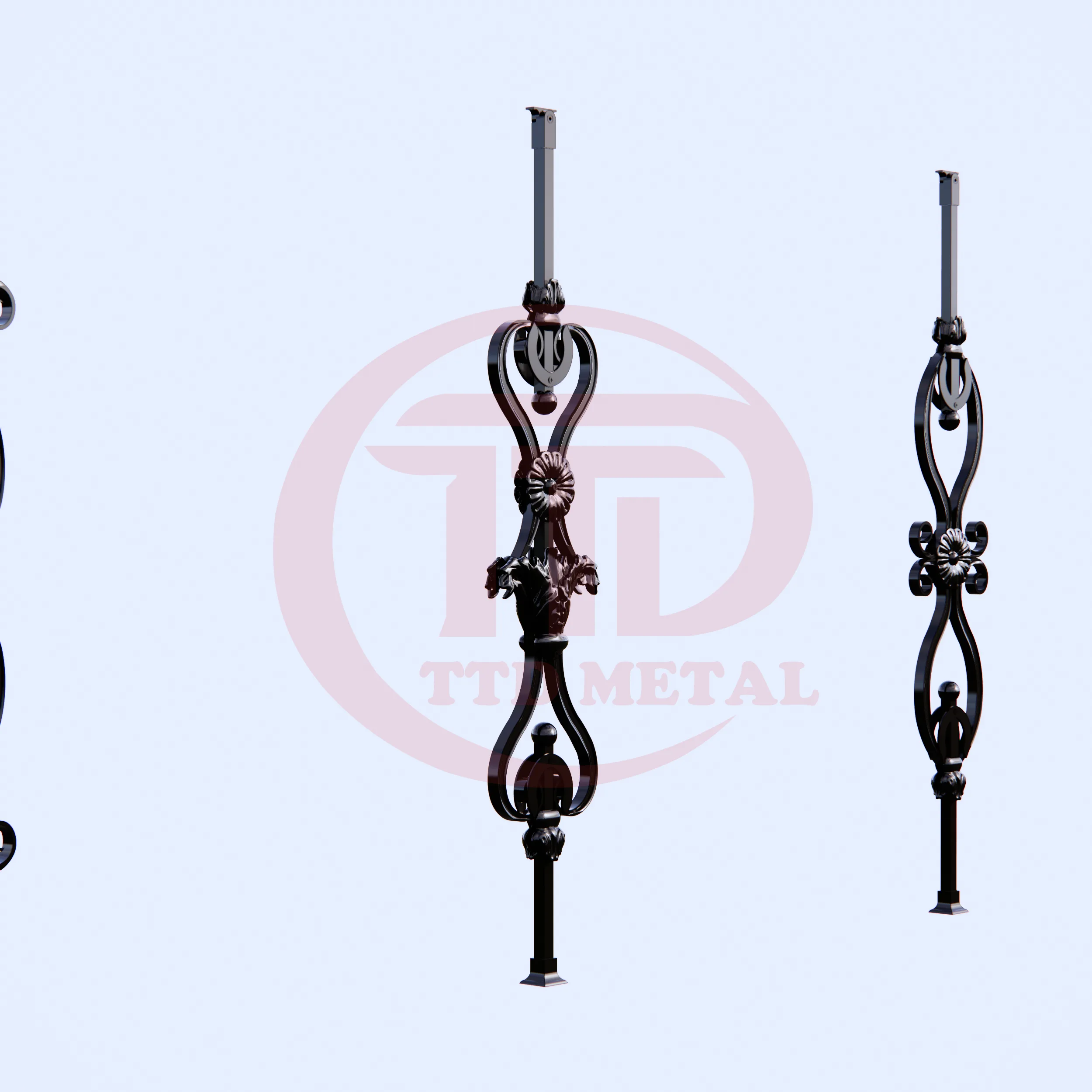 Exterior wrought iron railing left angle for TTD METAL module 4L_3