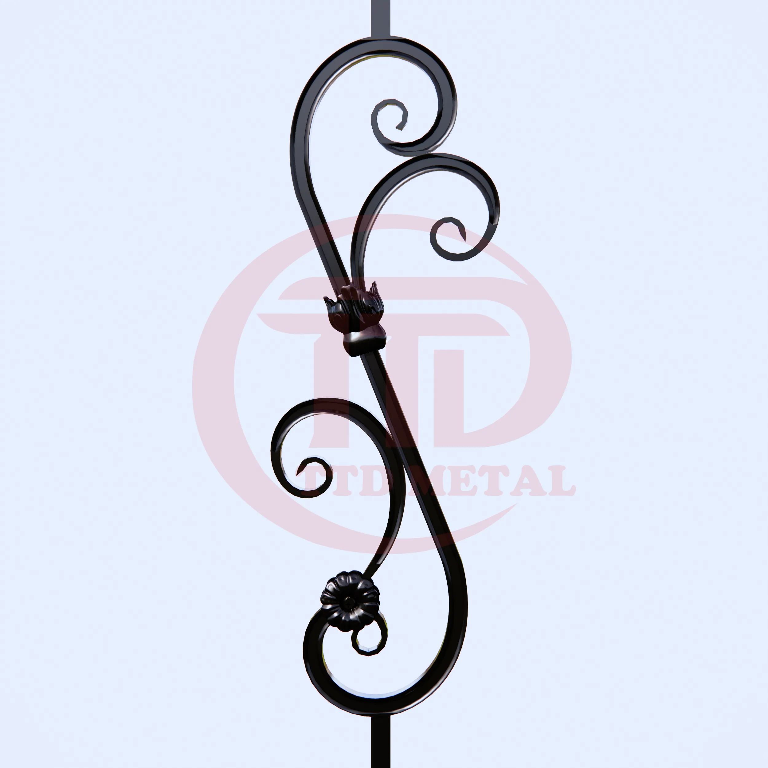 Interior staircase railing panel front view for TTD METAL module 1S2L_2
