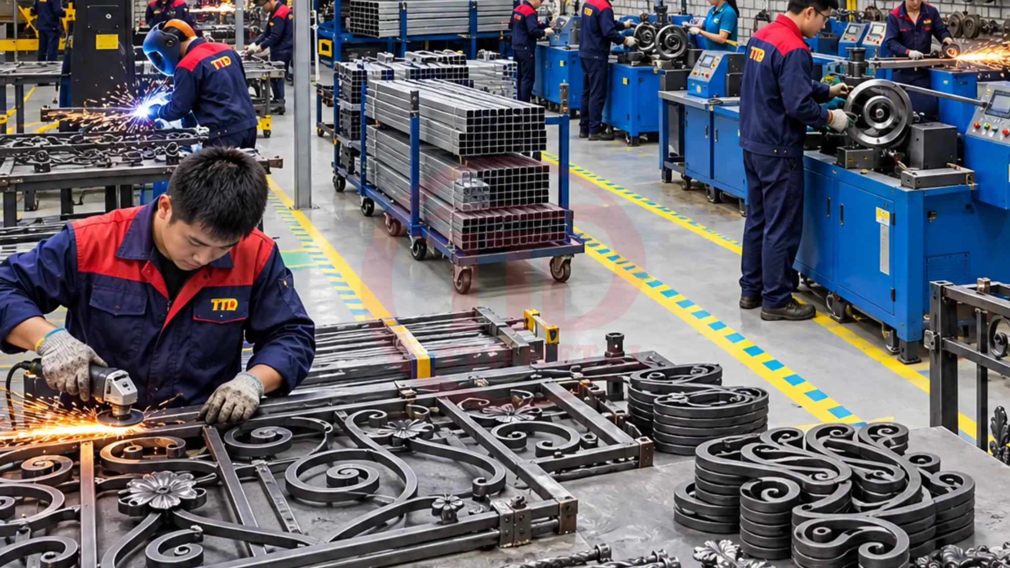 Workshop fabrication of ornamental railing sections